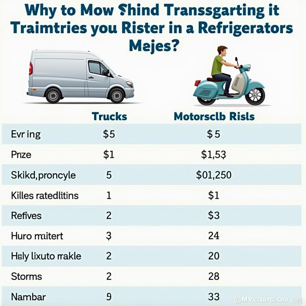 Bảng giá thuê xe chở tủ lạnh, so sánh chi phí với chở xe máy