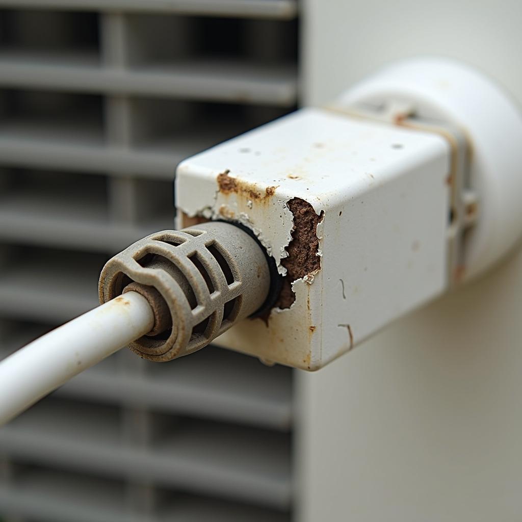 Dây điện máy lạnh bị hở, nguy cơ gây giật điện