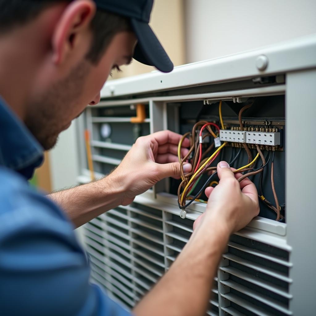 Kiểm tra kết nối điện giữa dàn lạnh và dàn nóng máy lạnh LG để tìm nguyên nhân lỗi CH