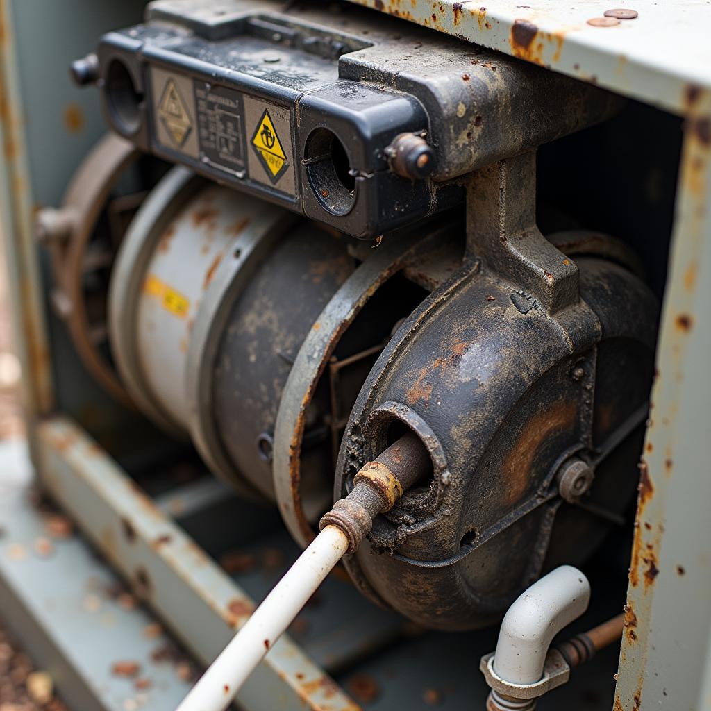 Máy nén của máy lạnh toshiba bị cháy đen do quá tải, cần thay thế block mới chính hãng để đảm bảo hiệu suất và độ bền