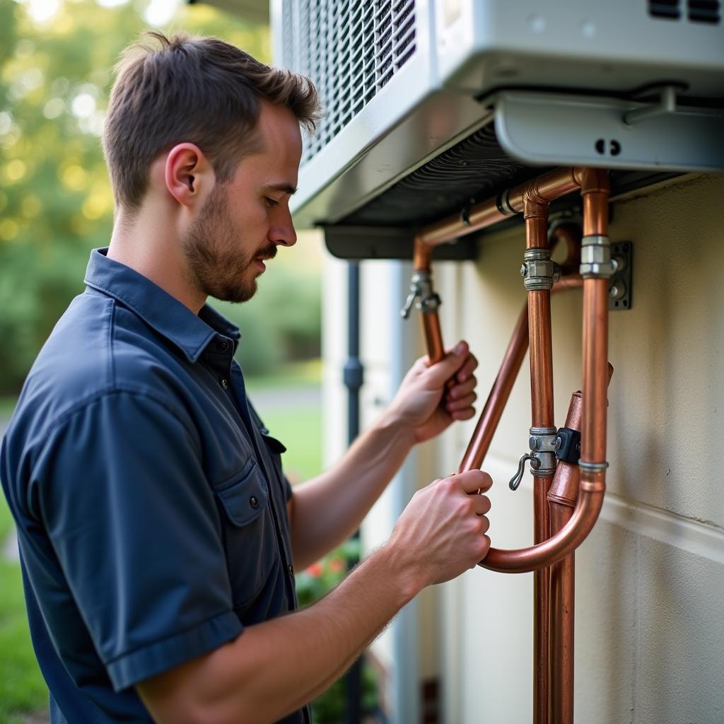 Đường ống dẫn gas máy lạnh bị rung lắc va chạm vào tường gây tiếng ồn