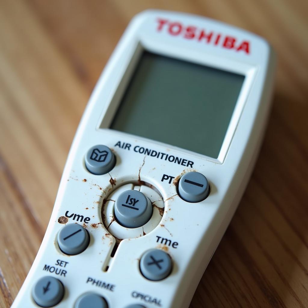 Remote máy lạnh Toshiba bị vỡ, không sử dụng được, cần kiểm tra và sửa chữa hoặc thay thế