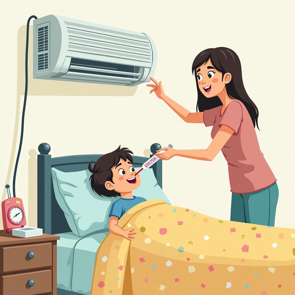 Hướng dẫn sử dụng máy lạnh an toàn cho trẻ bị sốt siêu vi.