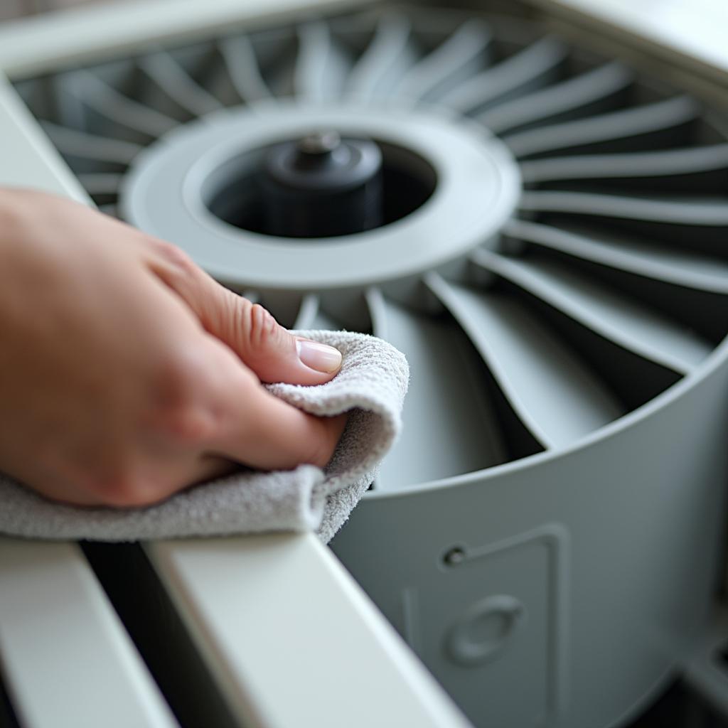 Vệ sinh cánh quạt máy lạnh để loại bỏ bụi bẩn gây tiếng ồn