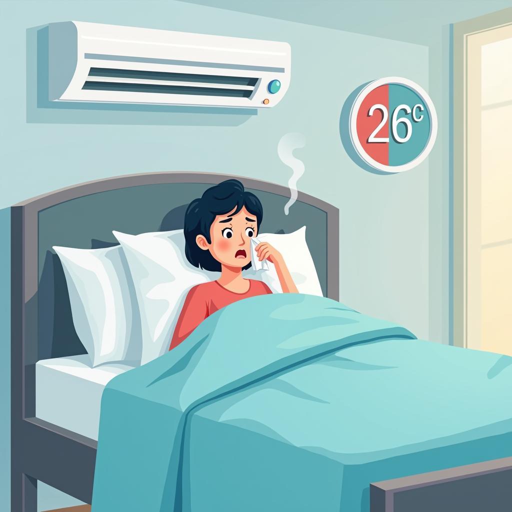 Nằm máy lạnh bị cảm nên để nhiệt độ bao nhiêu